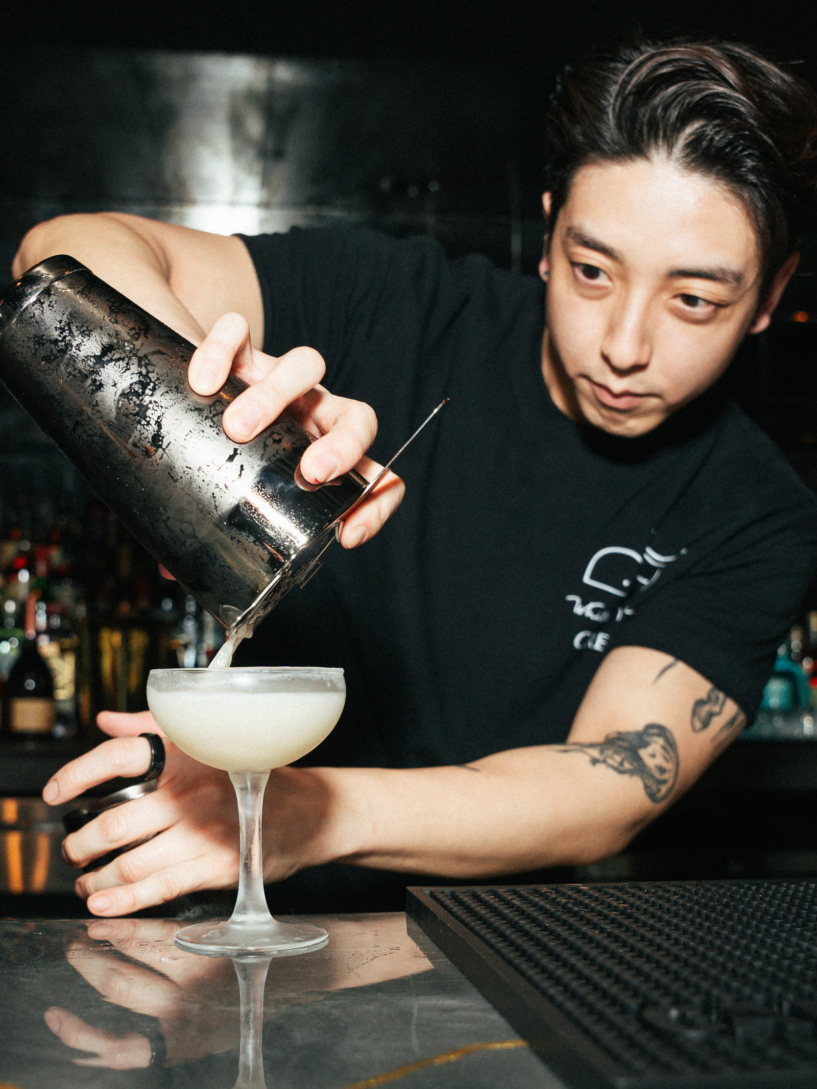 Daniel Yang making a cocktail at White Whale